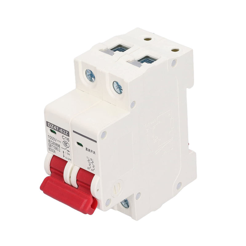  [AUSTRALIA] - 2P DC circuit breaker 1000V mini circuit breaker DC circuit breaker DIN rail mounting for solar photovoltaic systems DZ47-63Z (16A) 16A