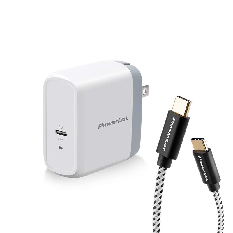  [AUSTRALIA] - USB C Wall Charger, PowerLot GaN 65W USB C Charger Block with 6ft Type C Cable, PD Fast Charger for iPhone 14/13, iPad Pro, Pixel 7/6, 60W Power Adapter Laptop MacBook Pro/Air Charger
