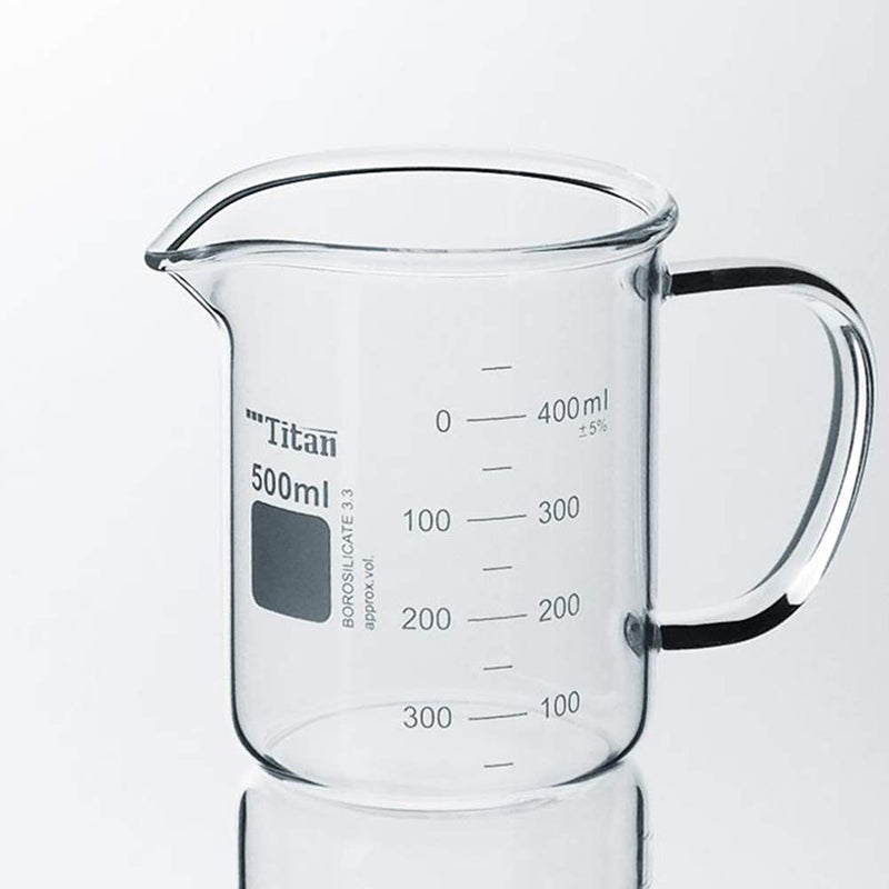 JRLGD Premium Glass Beaker Mug with Handle, Thick Wall Lab Beaker, 500ml, Pack of 1 - LeoForward Australia