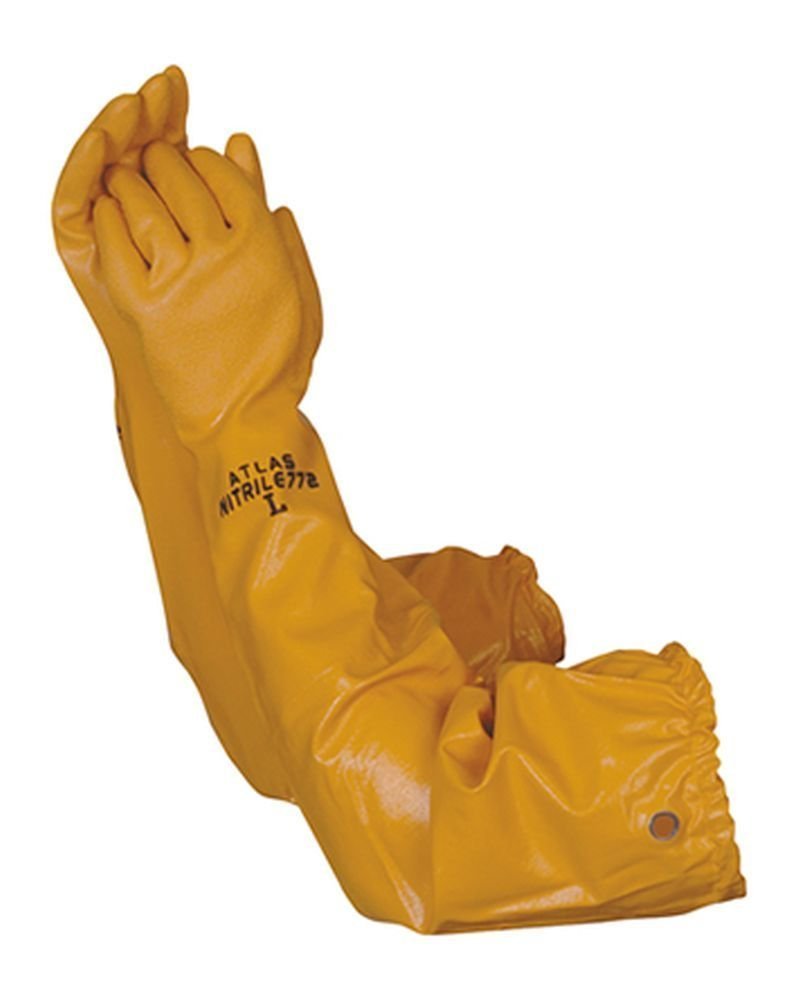  [AUSTRALIA] - Atlas 772 Nitrile Coated Gloves 26 inch Long Cotton Lined, Chemical Resistant, Water, Pond, Work, Medium