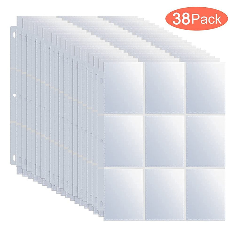  [AUSTRALIA] - 38 Pack 9 Pocket Page Protector Standard Transparent Card Sleeve Page Baseball Pages 3 Ring Binder Apply to Pokemon Trading Cards Business Cards Game Cards Coupon Sport Cards