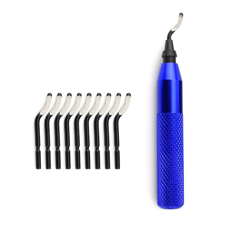  [AUSTRALIA] - YXGOOD Hand Deburring Tool Kit Set- Practical for Cutting Deburrs Wood, Plastic, Aluminum, Copper and Steel (Blue, 10pcs) Blue