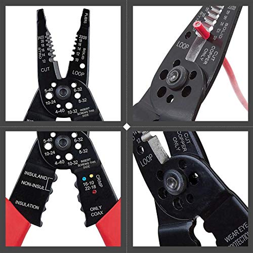  [AUSTRALIA] - WGGE WG-015 Professional 8-inch Wire Stripper / wire crimping tool, Wire Cutter, Wire Crimper, Cable Stripper, Wiring Tools and Multi-Function Hand Tool. Red