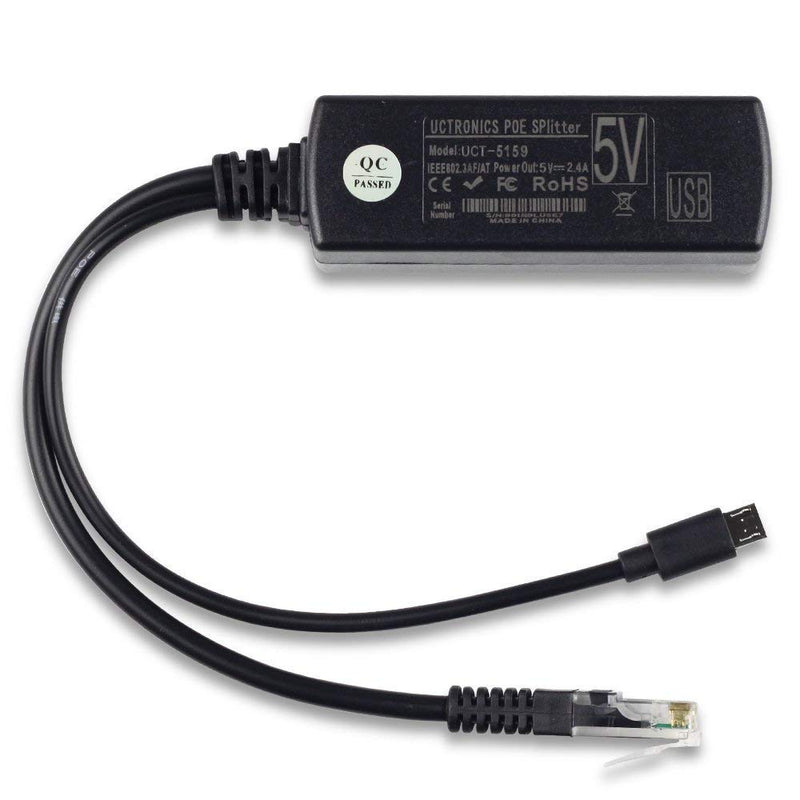 UCTRONICS IEEE 802.3af Micro USB Active PoE Splitter Power Over Ethernet 48V to 5V 2.4A for Tablets, Dropcam or Raspberry Pi (48V to 5V 2.4A) - LeoForward Australia