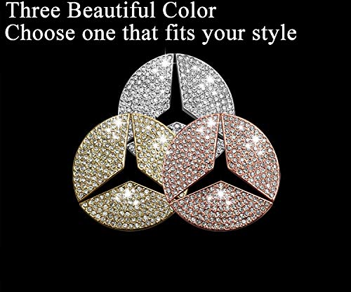  [AUSTRALIA] - TopDall Steering Wheel Bling Crystal Emblem Shiny Accessory Interior Decal Sticker for Mercedes-Benz Gold Large/49mm