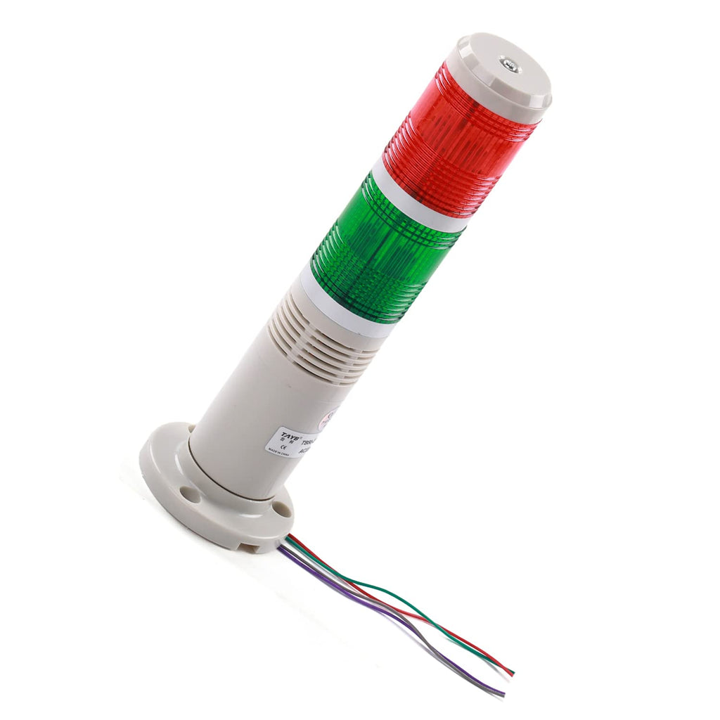  [AUSTRALIA] - Aicosineg Tower Stack Light for Industrial Factory Workshop Safety Signal Warning Lamp 2 Tiers Red and Green Lights with Sound Buzzer 220V 3W 1Pcs
