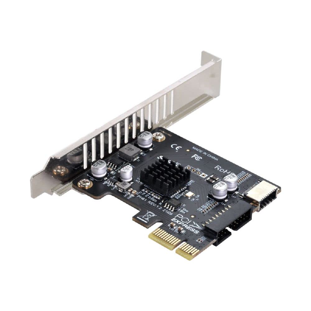  [AUSTRALIA] - Cablecc 5Gbps Type-E USB 3.1 Front Panel Socket & USB 2.0 to PCI-E 1X Express Card VL805 Adapter for Motherboard BLACK PCI-E CARD
