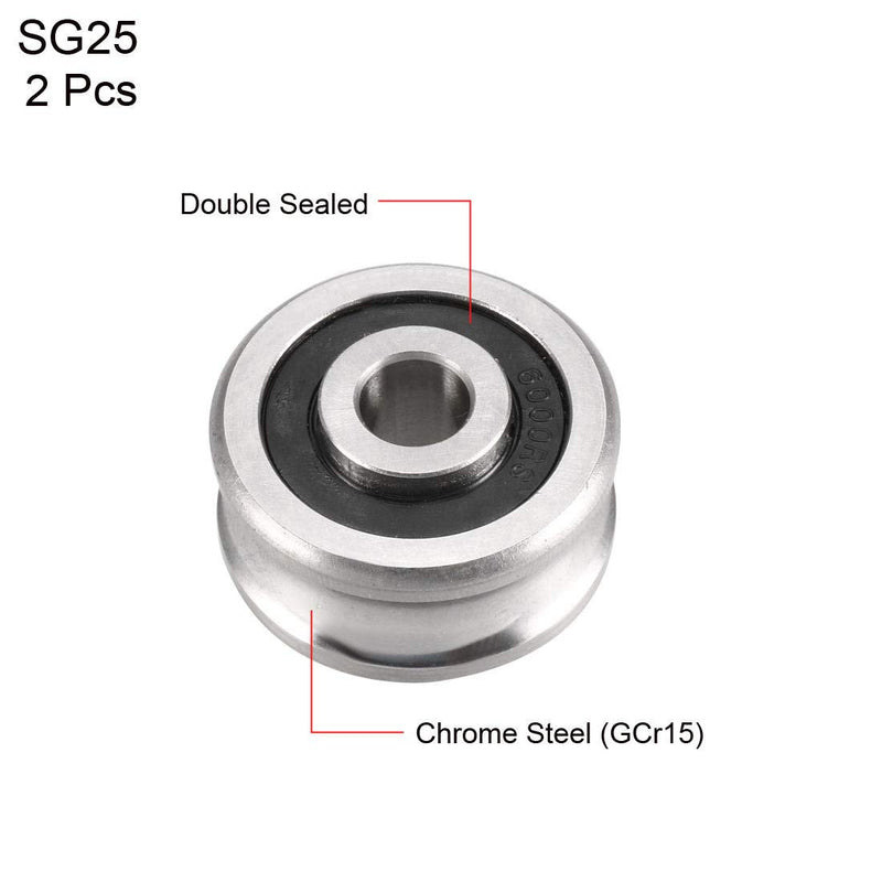  [AUSTRALIA] - uxcell SG25 Deep U Groove Ball Track Guide Bearing 8mmx30mmx14mm Double Sealed (GCr15) Chrome Steel Bearing 2pcs