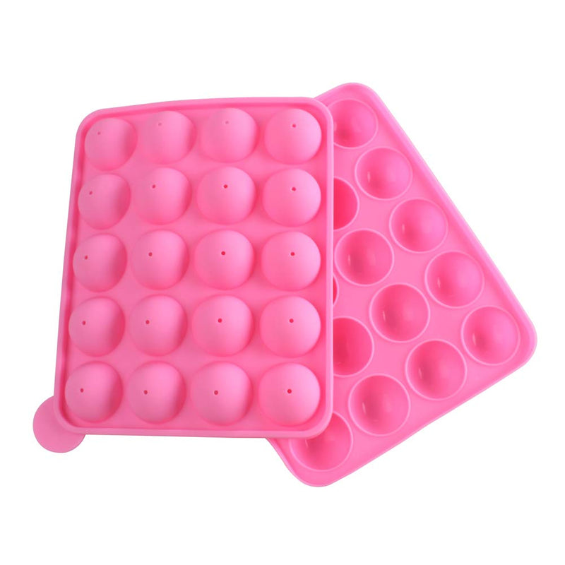  [AUSTRALIA] - Z ZICOME 20 Cavity Silicone Pink Lolly Pop Party Cupcake Baking Mold Cake Pop Stick Mold Tray