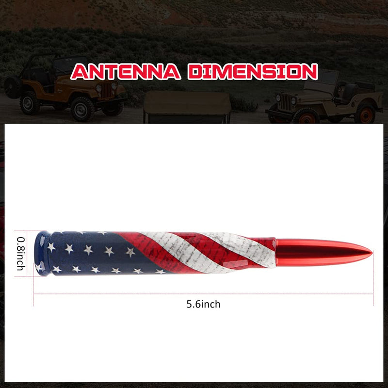 [AUSTRALIA] - for Jeep Gladiator Antenna, 5.5 Inch Car Radio Antenna Replacement Car Wash-Proof Radio Antenna American Flag Design Antenna Compatible with Jeep Wrangler JK JL JT 2007-2023 Red