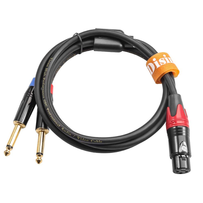  [AUSTRALIA] - DISINO XLR Female to Dual 1/4 inch Y Splitter Cable,Female XLR to Double 6.35mm Mono TS Plug Mic Audio Converter Adapter Cord - 10 feet