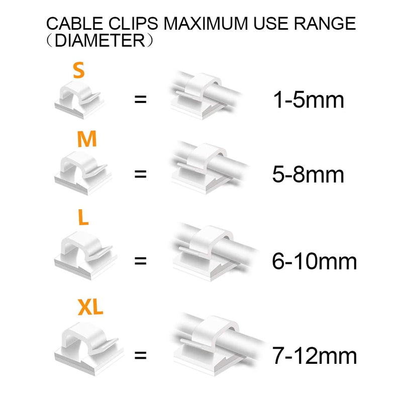  [AUSTRALIA] - 50pcs Adhesive Cable Clips, Wire Clips, Car Cable Organizer, Cable Holder, Cable Wire Management, Cable Holder for Car, Office and Home（Included S Size and Large Size Cable Clips) white …