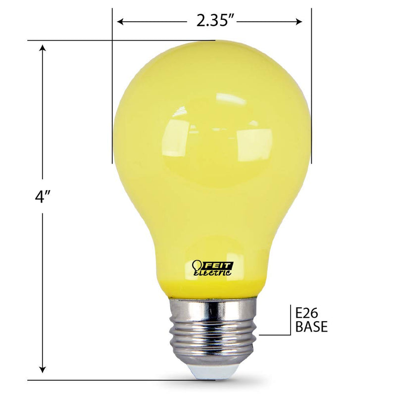  [AUSTRALIA] - Feit Electric A19/BUG/LED 60W EQ Non DM LED Light Bulb , Yellow, Pack of 1 LED Bug Light 60W