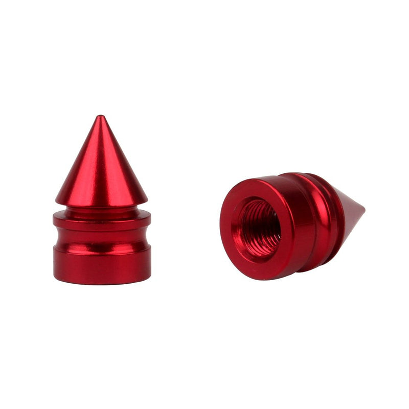 Senzeal 5X Impale Spike Style Polished Aluminum Alloy Tire Valve Caps Red - LeoForward Australia