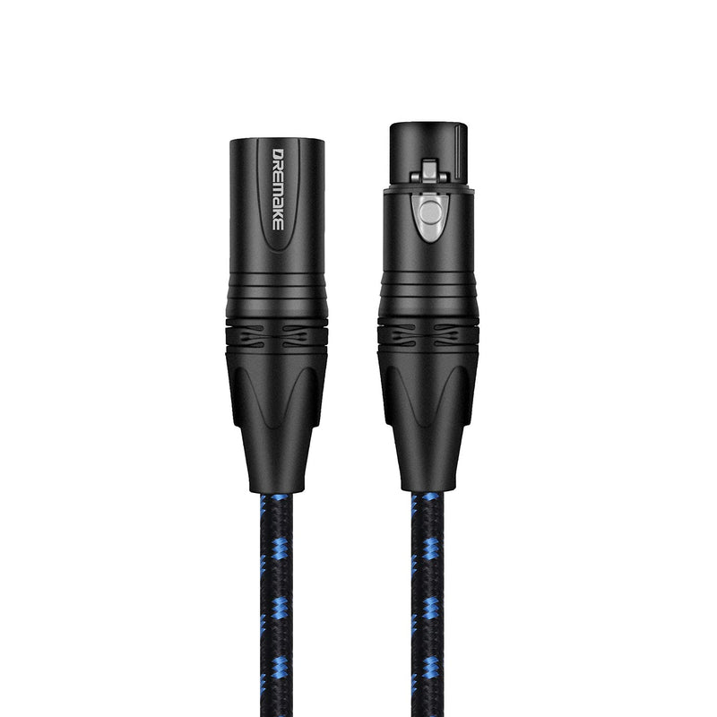  [AUSTRALIA] - DREMAKE 40FT XLR Mic Cable 3-Pin XLR Male to Female Microphone Audio Cable, Black Blue Tweed Braided Balanced DMX AMP Instrument Patch Cords for Mixing Boards, Speaker Systems, Pro Audio, Preamps 40FT/12M