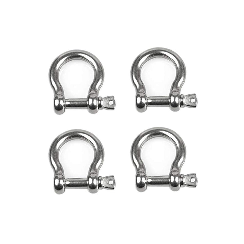  [AUSTRALIA] - 4 PCS M8 Stainless Steel Bow Shackle 5/16" (7.8mm) Forged Anchor Bow Shackle with Screw Pin for Paracord Jewelry Marine, Silver Color