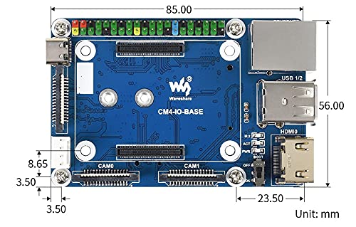  [AUSTRALIA] - BFab for All Version Raspberry Pi Compute Module 4,CM4-IO-BASE-Acce B with CM4-IO-BASE-B Board and USB HDMI Adapter, Mini Base Board (B) with Raspberry Pi 40PIN GPIO Header Onboard Multiple Connector