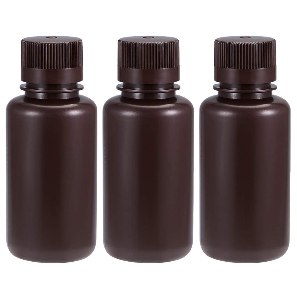  [AUSTRALIA] - uxcell Plastic Lab Chemical Reagent Bottle 250ml/8.5oz Small Mouth Sample Sealing Liquid Storage Container Brown 3pcs