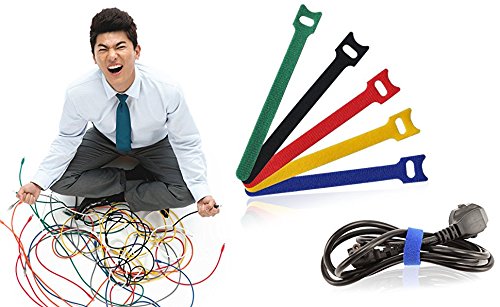  [AUSTRALIA] - Onwon 60 Pcs Reusable Fastening Adjustable Cable Ties Wire Management, Microfiber Cloth 7-Inch Hook and Loop Cord Ties