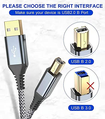  [AUSTRALIA] - Printer Cable 10ft, Sweguard USB Printer Cord USB 2.0 Type A Male to B Male Cable Scanner Cord High Speed Compatible with HP,Canon,Dell,Epson,Brother,Lexmark,Xerox,Samsung and Piano,DAC-Grey grey