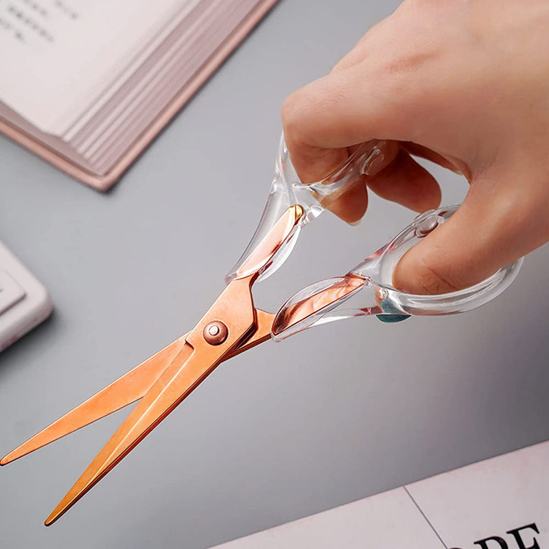  [AUSTRALIA] - Acrylic Scissors,Multipurpose Stylish Scissors, Stainless Steel Scissors with Clear Acrylic Handle, Stationery Paper Cutting Tool for Office, Home, School (Rosegold)