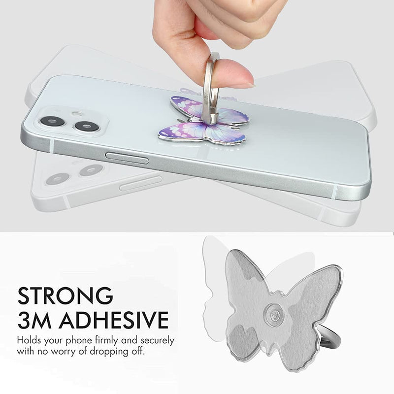 LSL Cute Butterfly Cell Phone Ring Holder 360°Rotation Metal Finger Stand Kickstand Universal Compatible with iPhone Samsung Galaxy LG Google Pixel iPad Three Pack Green Blue Purple Pretty Butterfly - LeoForward Australia