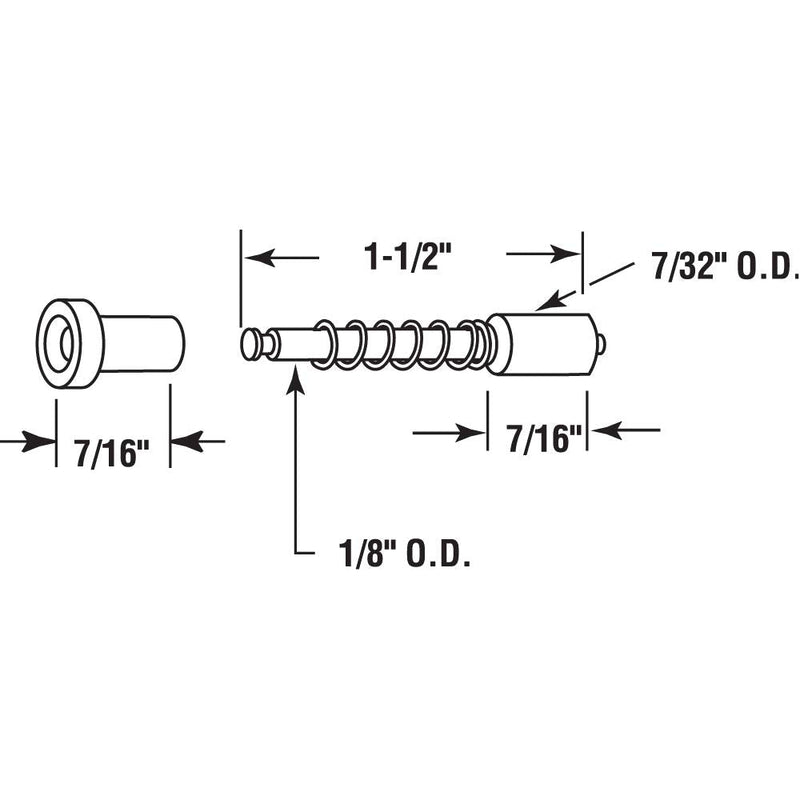  [AUSTRALIA] - Prime-Line L 5785 Window Screen Plunger Bolts, 3/8-Inch-7/16-Inch Frame, Zinc,(Pack of 6)