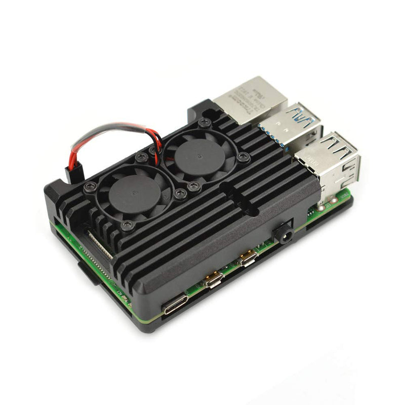  [AUSTRALIA] - DFROBOT Aluminum Alloy Case for Raspberry Pi 4B with Dual Fans | Metal Heatsink Case for RPI 4