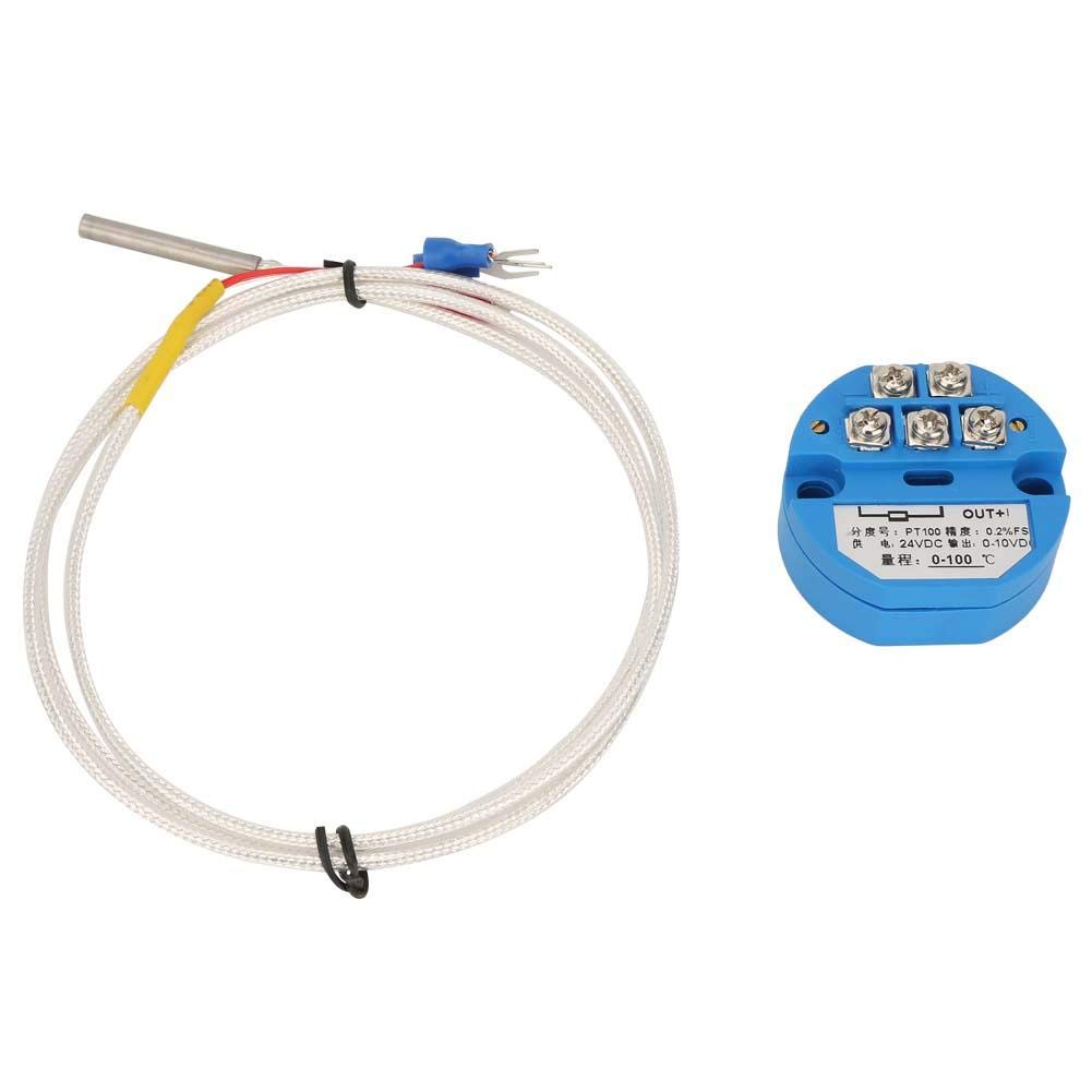  [AUSTRALIA] - PT100 temperature transmitter DC24V output 4-20mA temperature transmitter and 1m sensor 0~100℃