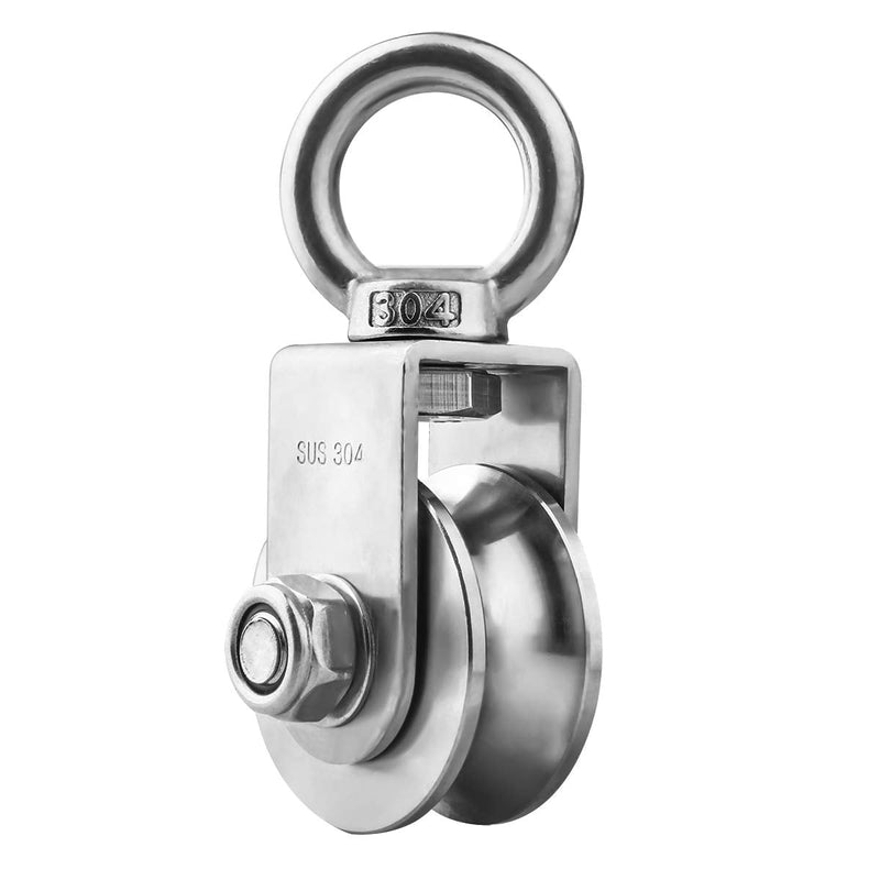  [AUSTRALIA] - Penkwiio Pulley Wheel Stainless Steel Duplex Bearing Super-Silent Detachable 360 Degree Rotation Pulley System Gym Loading 500KG 107mm