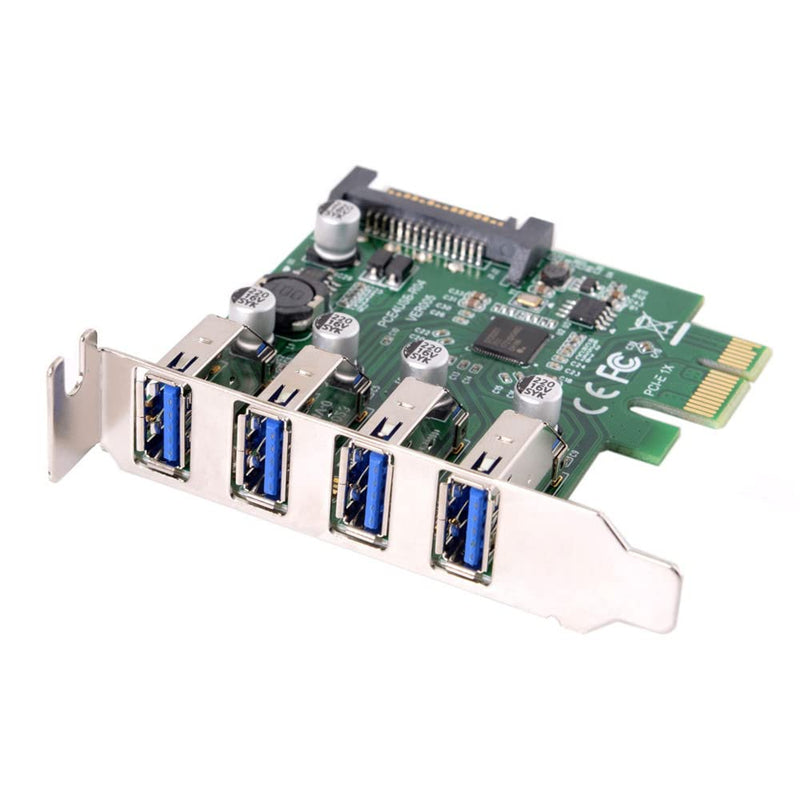  [AUSTRALIA] - Xiwai Low Profile 4 Ports PCI-E to USB 3.0 HUB PCI Express Expansion Card Adapter 5Gbps for Motherboard Low Profile Bracket