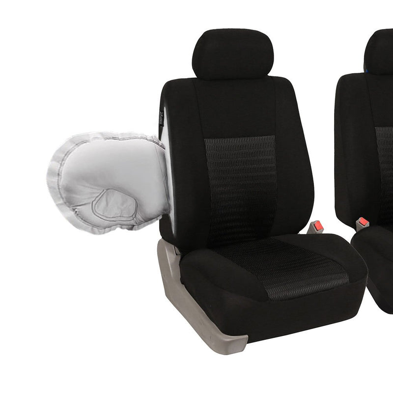  [AUSTRALIA] - FH Group FH-FB060114 Trendy Elegance Full Set Seat Covers, Airbag Compatible and Split Bench (Solid Black) Solid Black