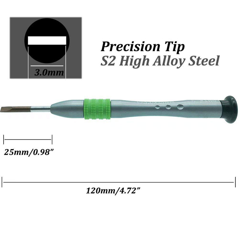 Flat Head Screwdriver 3.0mm, Slot-head Precision Screwdriver -3.0mm, S2 High Alloy Steel Flat Blade, Magnetic Tip, Rotating Cap, Anti-slip Grip, Small Slotted Screwdriver Hand Tool for Maintenance Flat head 3.0mm - LeoForward Australia