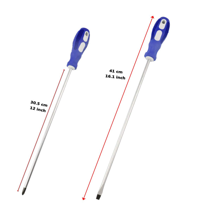  [AUSTRALIA] - Nxtop 12-inch long Screwdriver Magnetic Tip Cross Head Flat Head NO.2 Screwdriver 2pack