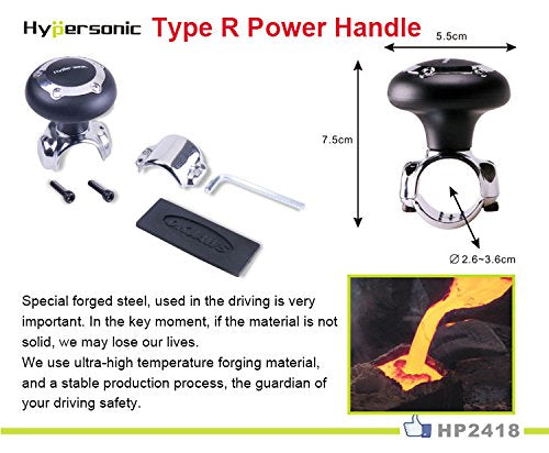  [AUSTRALIA] - Hypersonic Car Power Handle Spinner Steering Wheel Knob In Black