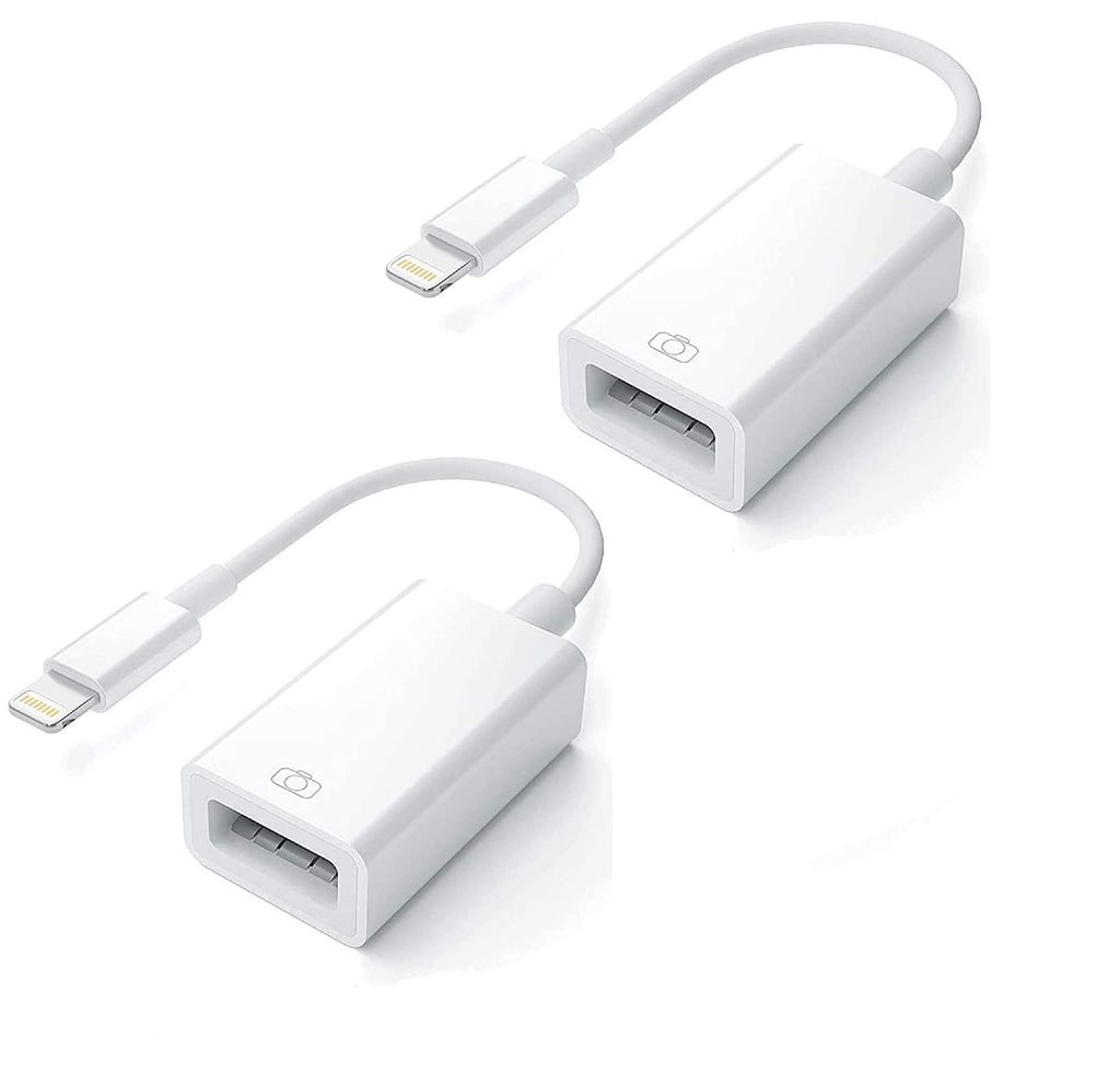  [AUSTRALIA] - [Apple MFi Certified] 2 Pack Lightning to USB Camera Adapter USB 3.0 OTG Cable for iPhone iPad,USB Female Supports Connect Card Reader,U Disk,Keyboard,Mouse,USB Flash Drive,OTG Data Sync Cable White/2Pack