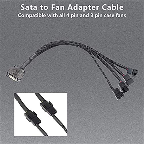  [AUSTRALIA] - SATA to 3 Pin 4 Pin Fan Adapter,15pin SATA to 4 x 3 pin / 4 Pin 12V PC Case Fan Splitter Extension Power Cable Adapter-28cm-2pcs