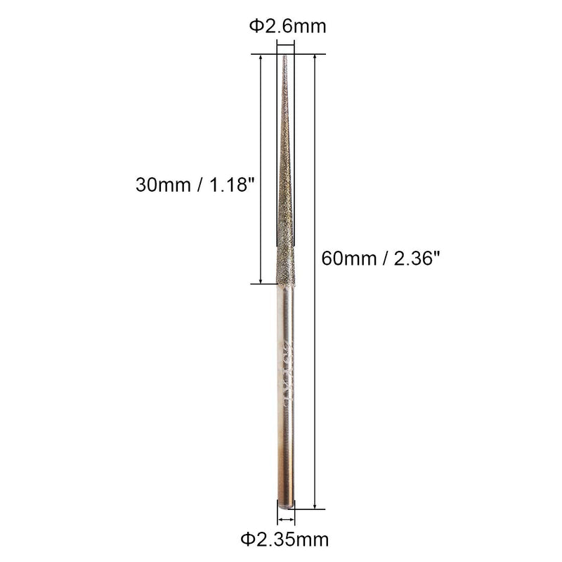 uxcell Mini Diamond Burrs Bits Grinding Drill Carving Rotary Tool for Glass Stone Ceramic 2.35mm Shank 2.6mm Conial 5 Pcs - LeoForward Australia