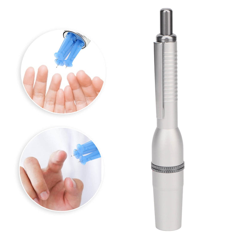  [AUSTRALIA] - Blood Collection Pen 3 Needle Lancing Device for Three Needles of Safety Sterile Acupuncture and Cupping for Home Use Silver