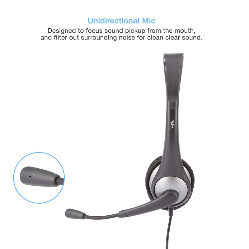  [AUSTRALIA] - Cyber Acoustics Stereo Headset, 3.5mm stereo & Y-adapter for separate Headphone & Mic Connection, K12 School Classroom and Education (AC-204)