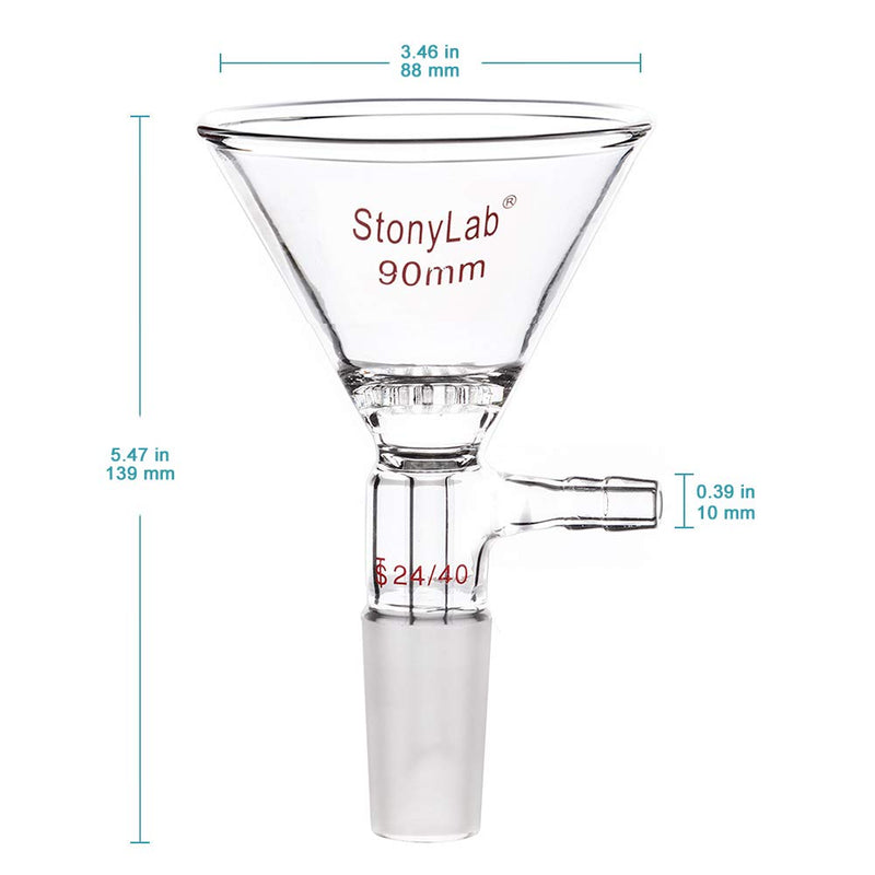 stonylab Borosilicate Glass Triangle Filter Funnel with 90mm Top Outer Dimension, 24/40 Inner Joint Glass Filtering Funnels 90 mm - LeoForward Australia