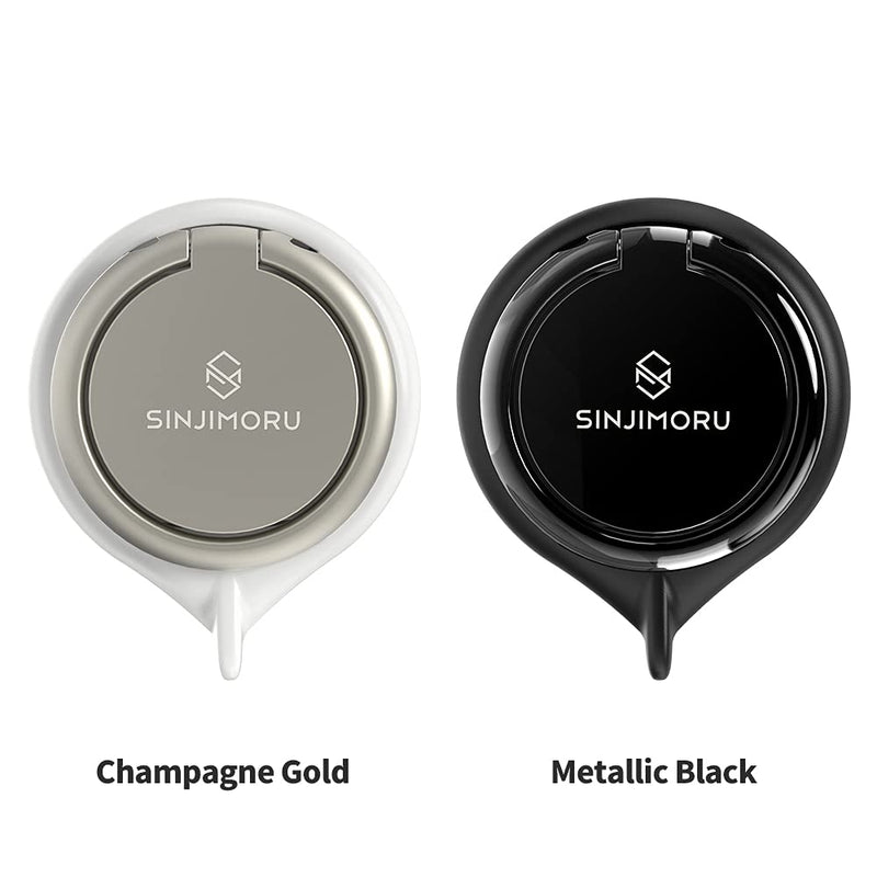  [AUSTRALIA] - Sinjimoru Detachable Metal Phone Ring Holder Finger Kickstand, 360 Degree Rotation Available Phone Holder for Hand & Phone Grip Stand for iPhone & Galaxy. Sinji Mount Ringo Metallic Black