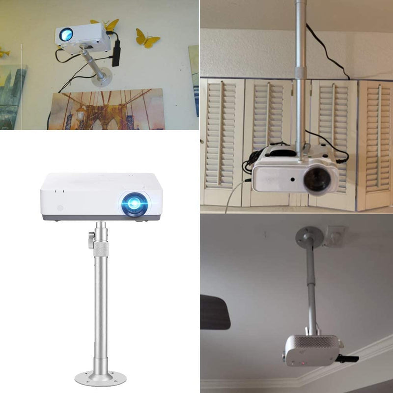  [AUSTRALIA] - Upgraded Projector Mount,12-24in / 30-60cm Universal Projector Ceiling Mount Extendable Projector Wall Mount Adjustable Angle 360° Rotation Drop Ceiling Projector Mount Silver 12-24 in