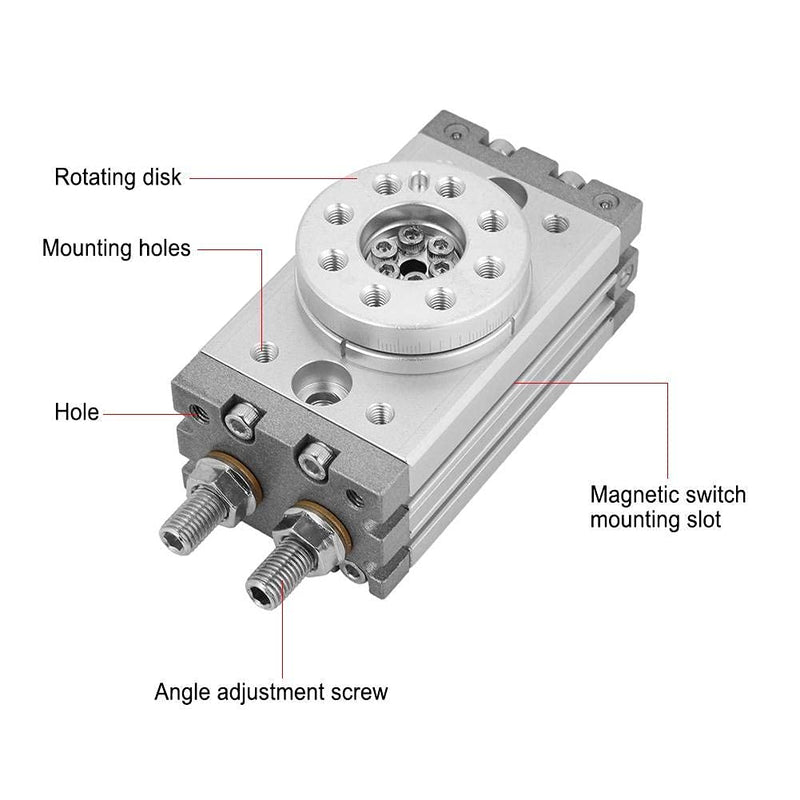  [AUSTRALIA] - 180 Degree Rotary Pneumatic air Cylinder, M5 Air Cylinder, 0.1-1.0MPa, 15 mm Diameter, Angle Adjustment Range 0-180 ¡ã, anticorrosive, Built-in Magnetic Ring