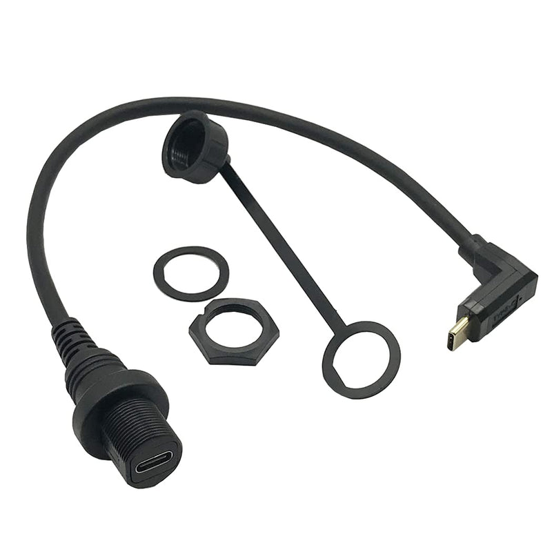 [AUSTRALIA] - Seadream Angled Type C 3.0 Car Mount Flush Cable; Angled Type C 3.0 Male to Female Waterproof Extension for Car Truck Boat Motorcycle Dashboard Panel (30cm up/Down Angled) 30cm up/down angled