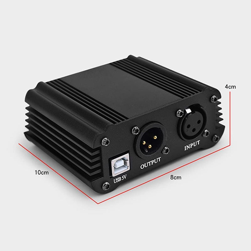  [AUSTRALIA] - Phantom Power Supply,48V Portable Phantom Power Supply with USB and One XLR Audio Cable for Any Condenser Microphone Music Recording Equipment