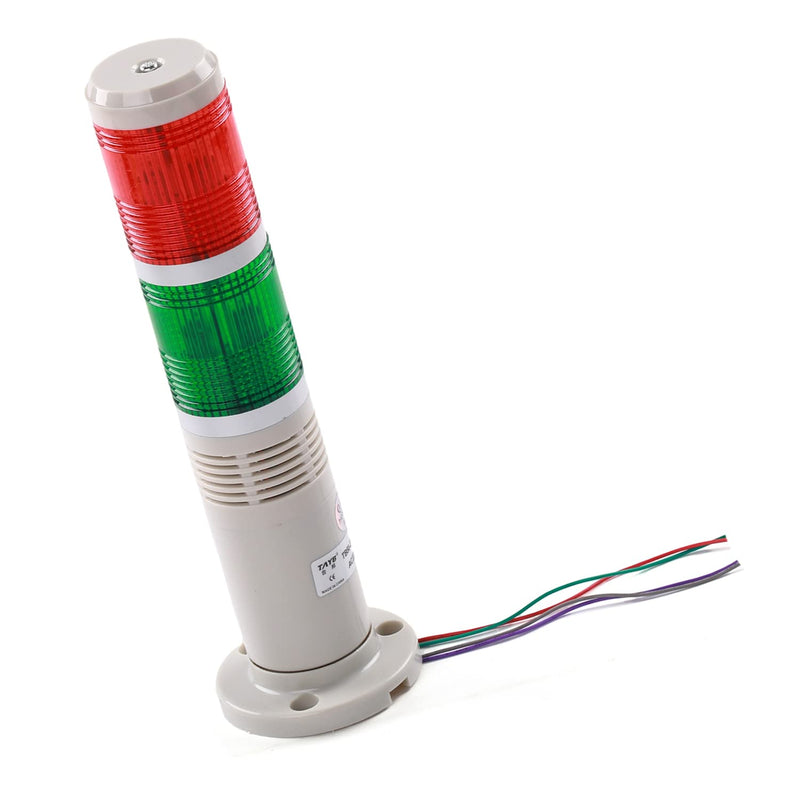  [AUSTRALIA] - Bettomshin 1Pcs 90dB Warning Light Bulb, 220V DC 3W, Industrial Signal Tower with Buzzer Alarm Indicator Lamp Constant Bright for Construction Freight Works TB50-2T-E Red Green with Siamese Base