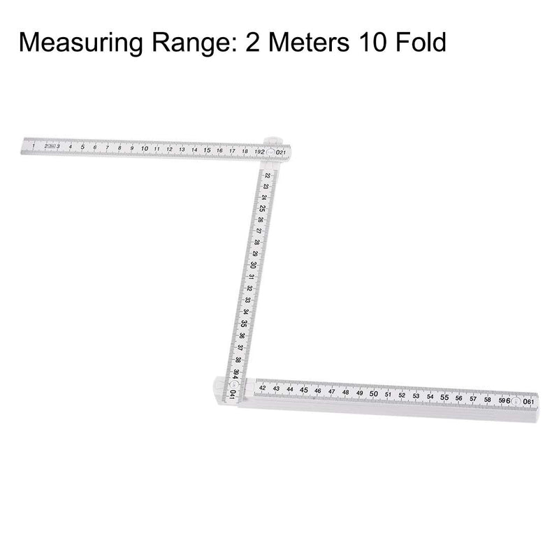  [AUSTRALIA] - uxcell Folding Ruler 2 Meters 10 Fold Metric Measuring Tool ABS for Woodworking Engineer White