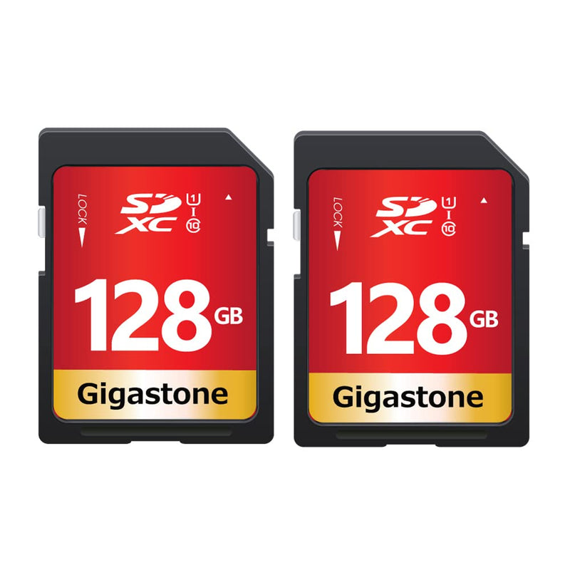  [AUSTRALIA] - [Gigastone] 128GB 2-Pack SD Card UHS-I U1 Class 10 SDXC Memory Card High Speed Full HD Video Canon Nikon Sony Panasonic Digital Camera, Full Size SD Card SD 128GB U1 2-Pack