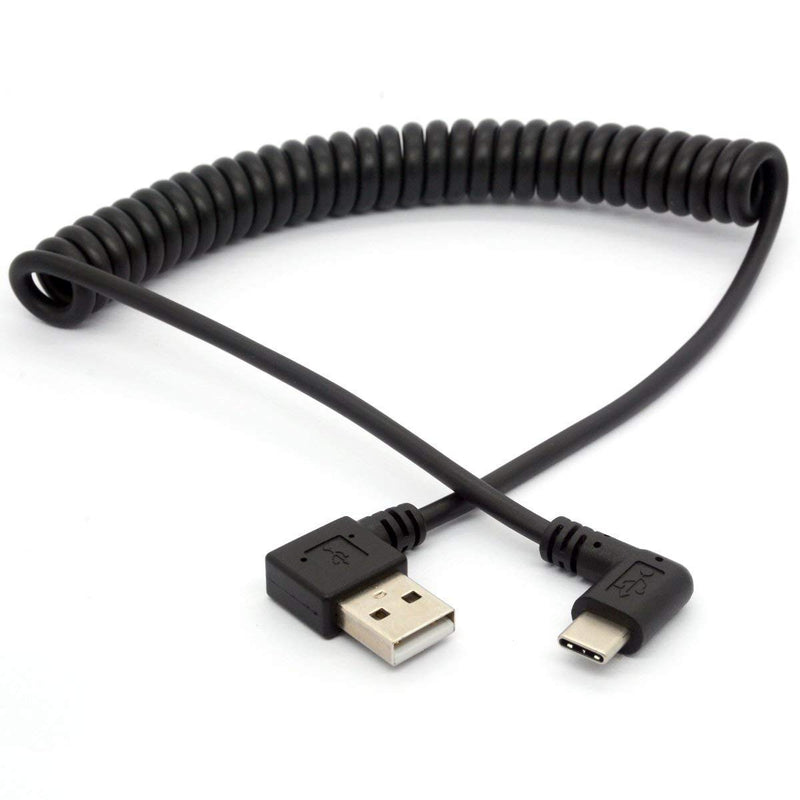 Coiled USB Type C Cable, Angled USB C to USB A 2.0 Extension Cord 90 Degree USB C Adapter Lead (USB 2.0 Left) USB 2.0 Left - LeoForward Australia